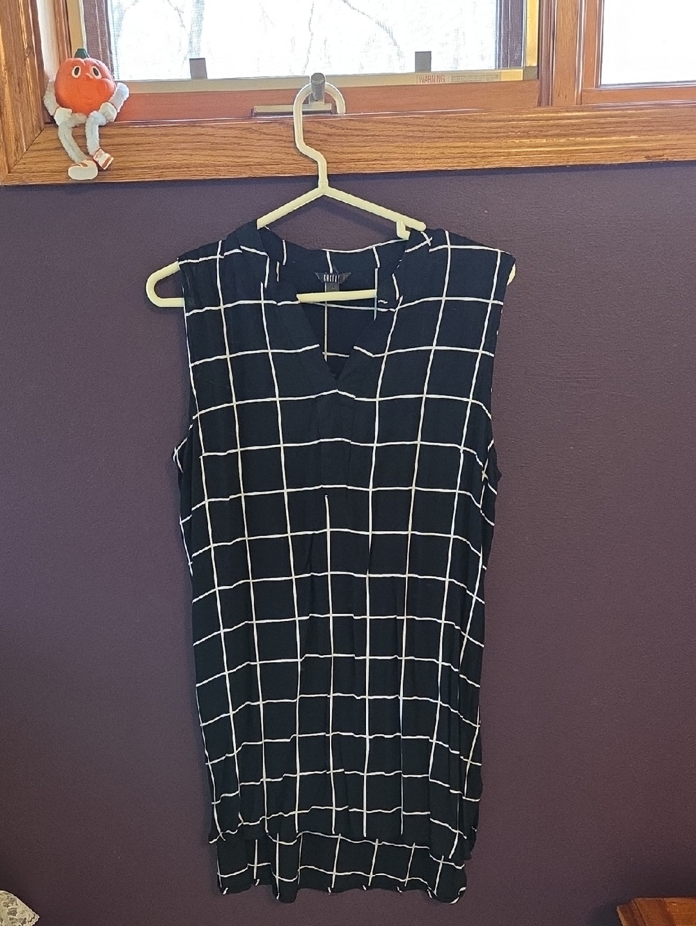 Kaktus Black Sleeveless Windowpane Tunic